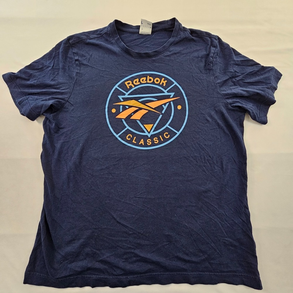 Reebok Classic Blue Short‎ Sleeve Cotton Blend T-Shirt Adult L